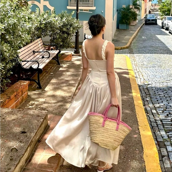 NWT Noreen cream / pastel yellow Satin Corset midi / Maxi formal Sundress - Picture 3 of 16